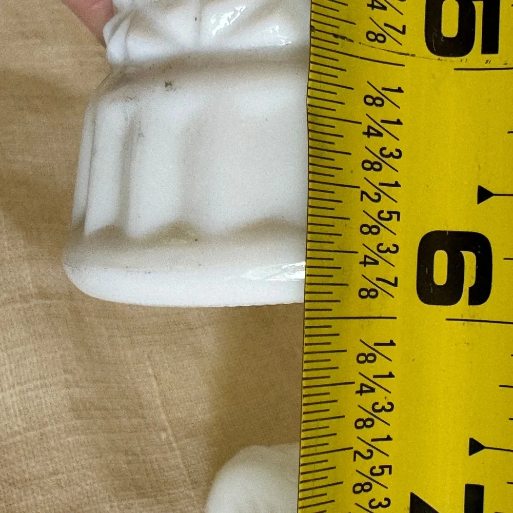 Vintage White Milk Glass Bud Vases Scalloped Rim Diamond Pattern Set of 2 MCM
